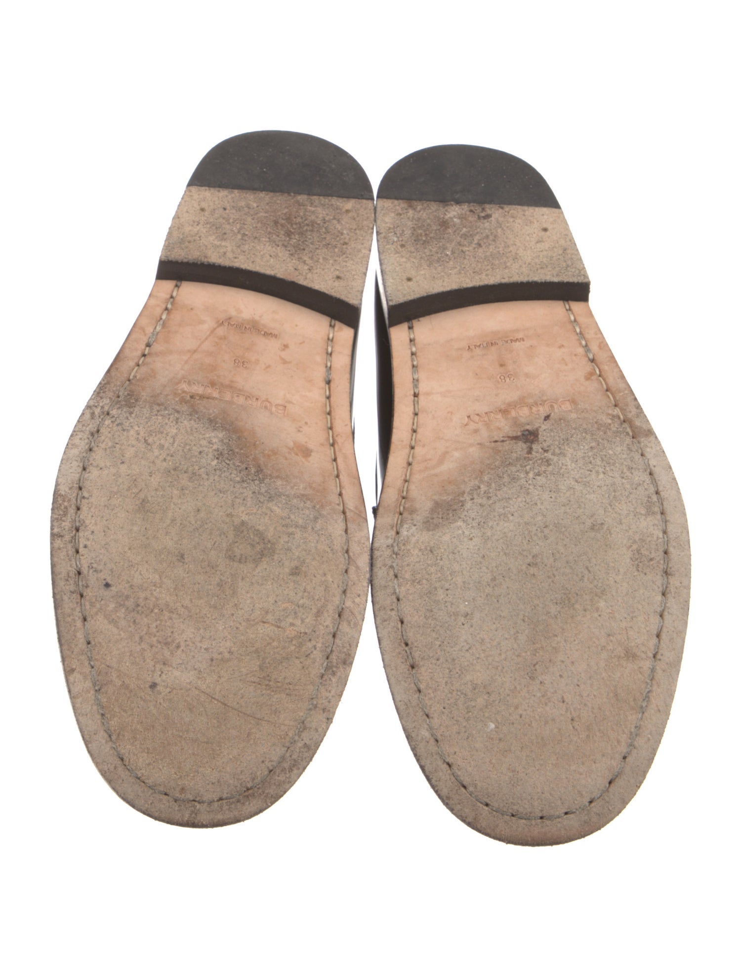 Burberry Patent Leather Chain-Link Accents Loafers